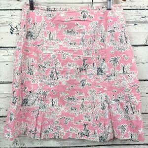 Harold's Pink & White Floral Mini Above Knee Short Lined Cotton Skirt‎ [Size 12]